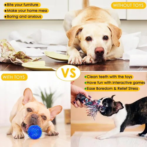 Miniatura 6 de Aipper Juguetes para perros, paquete de 25 unidades para diversión y limpieza dental, paquete de juguetes masticables para cachorros con juguete