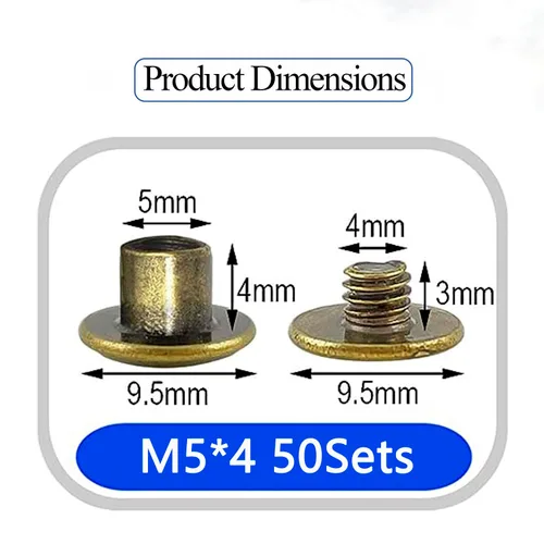 Miniatura 4 de Juego de 50 tornillos de bronce de Chicago de 1/6 pulgada - Ideales para manualidades de cuero, encuadernaciones y reparaciones - Tornillos