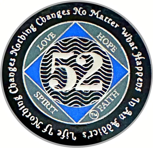 Miniatura 33 de (Años 1-55) NA Medallón de 7 años, plata, chapado en color azul, narcóticos cubiertos de epoxi Moneda anónima (NA 7 años medallón)