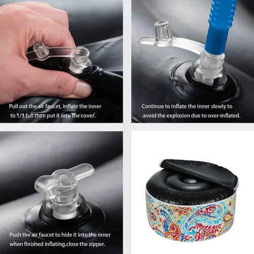 Miniatura 5 de Otomana inflable para exteriores con bomba de aire, puf portátil de patio de 20 x 9 pulgadas, resistente al agua, resistente a la decoloración