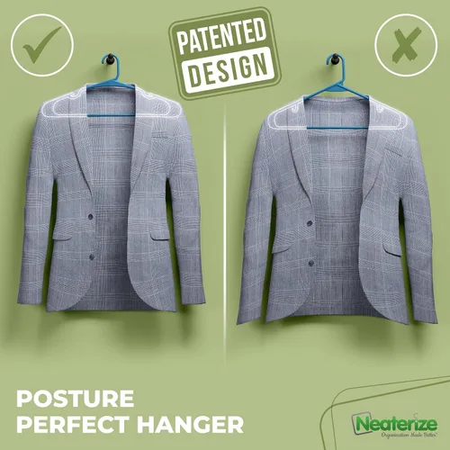 Miniatura 3 de NEATERIZE Ganchos para Colgar Ropa 50 Pack Azul - Ganchos de Plástico - Percheros de Ropa