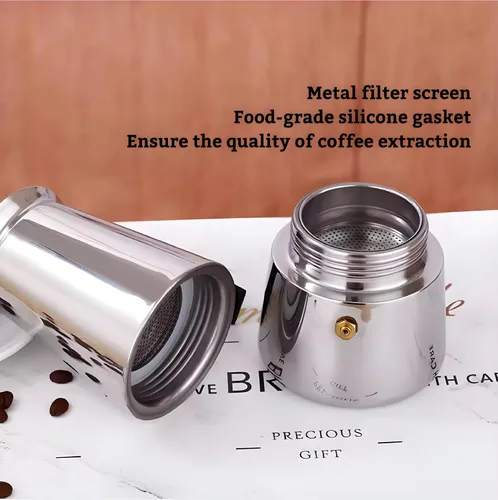 Miniatura 3 de Olla de café Moka de acero inoxidable, cafetera Moka para estufa, percolador de café, cafetera italiana, preparación de café cubano, cafetera Greca