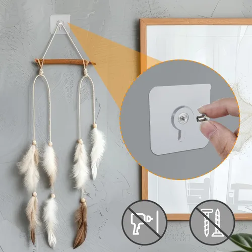Miniatura 7 de Mabor Ganchos adhesivos sin taladro, 6 piezas de colgadores de fotos de plástico sin uñas, colgadores de pared sin clavos, colgador de foamboard