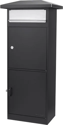 Miniatura 6 de Winbest Caja de correo de acero con ranura de caída con cerradura de piso independiente con compartimento para paquetes, color negro