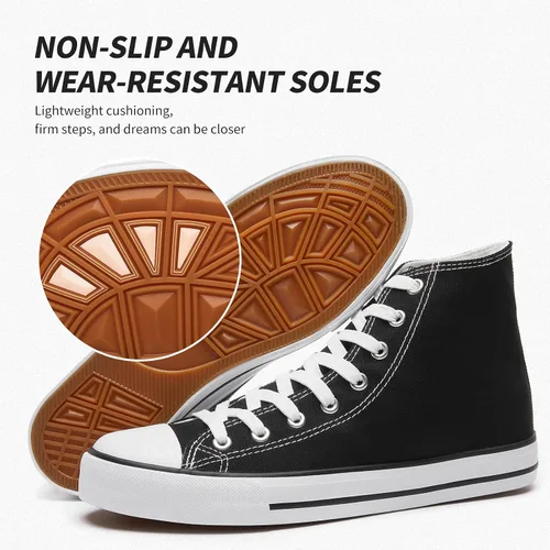 Miniatura 2 de Zapatillas de lona altas para hombre, zapatos de lona casuales con cordones para hombre, zapatos de lona de moda blanca y negra para caminar
