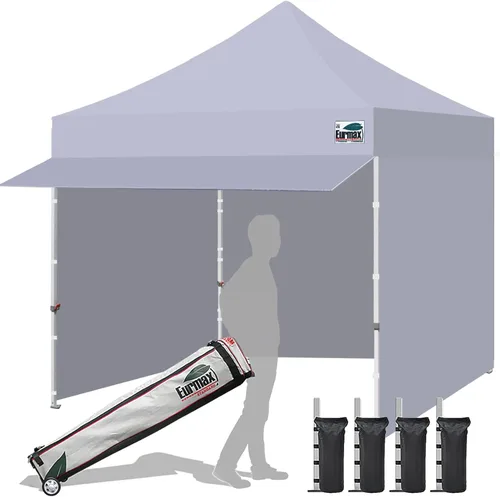 Miniatura 9 de Toldo Eurmax comercial de 3 m x 3 m, carpa para armar, toldos para fiestas en exteriores con 4 paredes laterales desmontables, con cierres, y bolsa