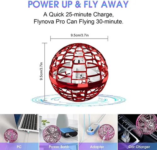 Miniatura 7 de ATHLERIA - Minidron profesional operado a mano para niños y adultos, juguete de bola voladora con luz LED, flecha, cohete, interactivo, regalo