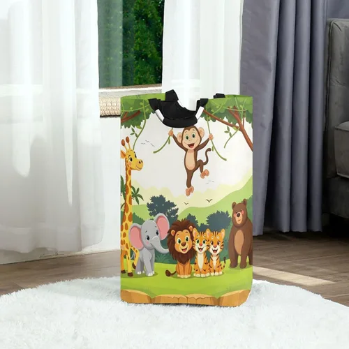 Miniatura 8 de senya Cesta de almacenamiento grande con asas, organizador plegable para ropa de guardería, juguetes, monopatín, dinosaurio