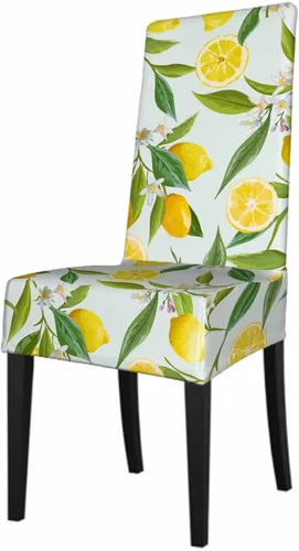 Miniatura 11 de 1 paquete de 1 funda para silla de comedor, pintura de arte abstracto, color amarillo y gris, patrón de pinceladas contemporáneas, de poliéster