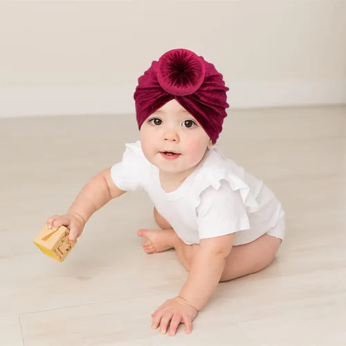 Miniatura 5 de DRESHOW BQUBO Baby Turban Hats Turban Bun Knot Baby Infant Beanie Baby Girl Soft Cute Toddler Cap