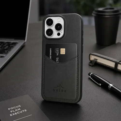 Miniatura 10 de Funda de cuero para iPhone 14 Pro Max - Cuero de grano completo compatible con MagSafe - Funda protectora delgada con botones metálicos y tarjetero