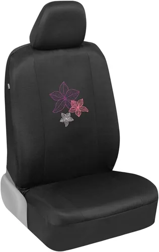 Miniatura 8 de BDK Juego completo de fundas de asiento de automóvil con diseño de flores hawaianas con funda para volante y almohadillas para cinturón
