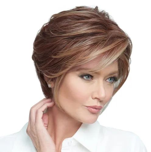 Raquel Welch Go To Style - Peluca de pelo corto versátil y favorecedora de Hairuwear, gorra media, castaño iluminado por el sol RL10/12