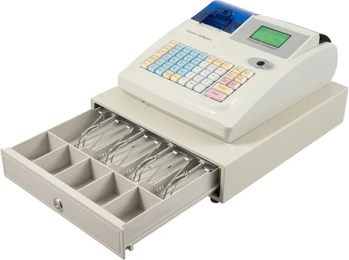 Caja registradora, caja registradora electrónica de 48 teclas, 8 pantalla LED digital, 100 V, sistema electrónico POS, caja registradora Blanco