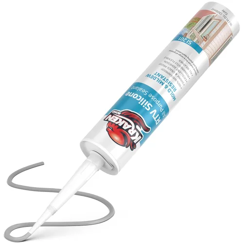 Miniatura 2 de Kraken Bond Sellador de silicona gris resistente al agua Cartucho de 100 a 10 onzas líquidas – RTV silicona calafateo para cocina y baño, todo uso