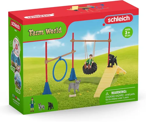 Miniatura 7 de Schleich Farm World, juguetes de granja para niñas y niños de 3 a 8 años, juego de 14 piezas, entrenamiento de agilidad para cachorros en The Dog