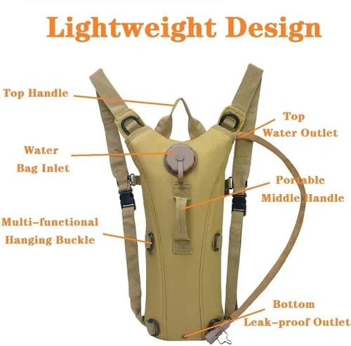 Miniatura 7 de Bolsa de agua táctica de 3L para vejiga, mochila de camello para senderismo al aire libre, camping, militar, portátil, hidratación, bolsa