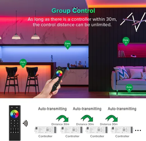 Miniatura 5 de Controlador LED 5 en 1 WB5 2.4GHz WiFi PWM compatible con Alexa Google Home Smart Life Tuya APP para atenuación CCT RGB RGBW RGBCCT LED controlador