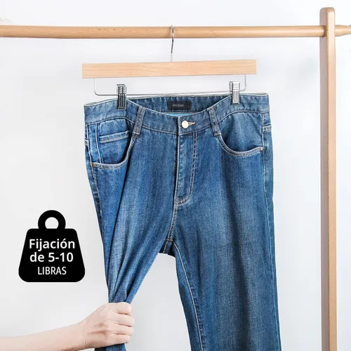 Miniatura 7 de Nature Smile Perchas de madera de loto maciza de lujo para pantalones, colgador inferior para jeans, falda con 2 clips ajustables, gancho Natural
