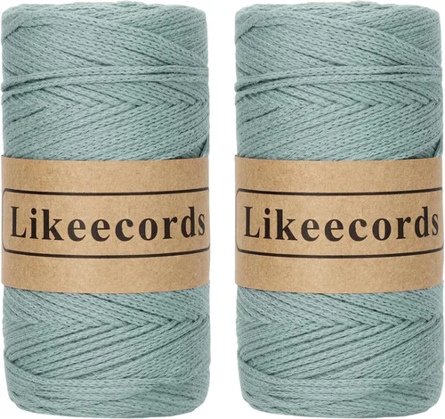 Miniatura 58 de Likeecords Cuerda de algodón 100% hilo de ganchillo de 0.079 pulgadas, cuerda trenzada de macramé, cuerda de macramé, hilo de ganchillo para regalo