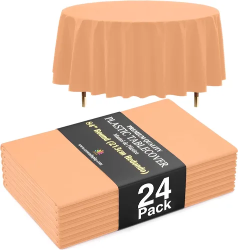 Miniatura 78 de Exquisite 66% Thicker Premium Aqua Round Tablecloth 0.5 Mil 6 Pack Plastic Table Cloth Disposable 84 Inch Round Plastic Tablecloth Won't Tear Easily