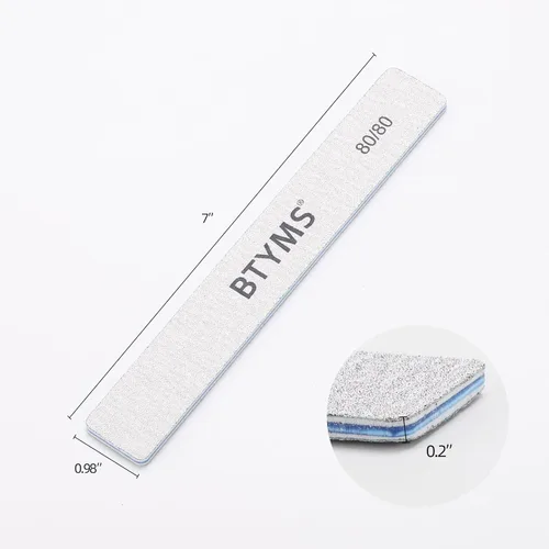 Miniatura 4 de 10 unidades de limas de uñas de grano 80/80 rectangulares para uñas acrílicas, limas de pulido reutilizables de doble cara, tableros de lima de uñas
