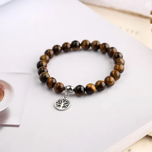 Miniatura 2 de Hevont Regalos de árbol de la vida para mujeres, pulseras de relajación curativas de piedra natural de 0.315 pulgadas (0.315 in), piedras de cristal