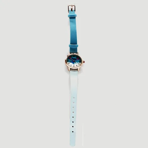 Miniatura 3 de Accutime Disney Lilo & Stitch Reloj de pulsera analógico de cuarzo azul degradado con cara pequeña, detalles dorados para mujeres y adultos