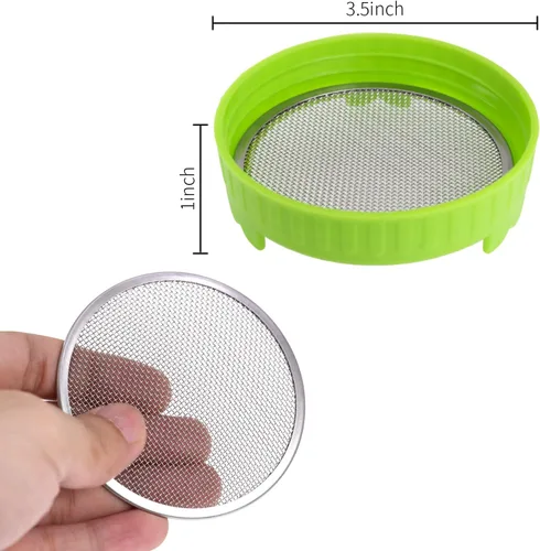 Miniatura 2 de Kit de germinación para brotes de alfalfa y frijoles de cosecha propia, 2 tapas de malla para frascos Mason que permiten drenar