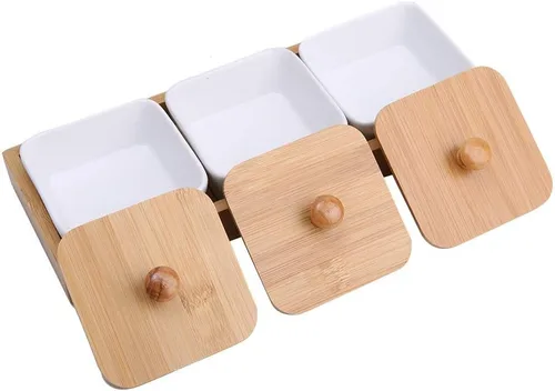 Miniatura 6 de TOPINCN Plato de cerámica para servir, plato rectangular con cubierta de bandeja, plato de postre para fiestas, aperitivos y cenas