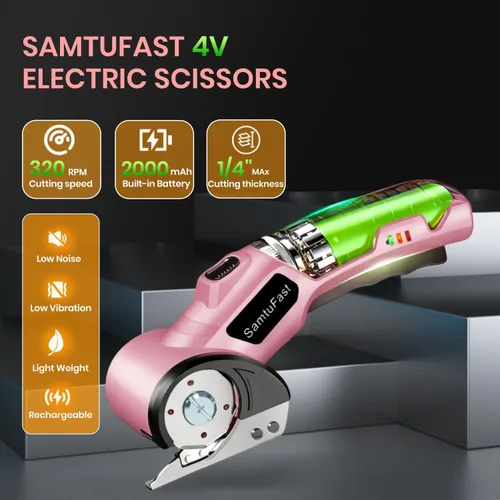 Miniatura 2 de Tijeras eléctricas inalámbricas, cortador de caja recargable de 4 V eléctrico con caja de almacenamiento, 2 cuchillas, cable de carga USB, cortador