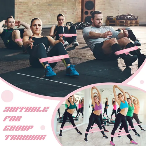 Miniatura 6 de Hollowfly 12 bandas de ejercicio de látex para entrenamiento de glúteos, bandas de ejercicio elásticas antideslizantes para piernas, sentadillas