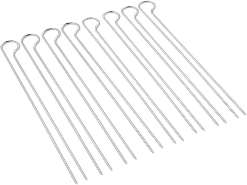 Weber Juego de brochetas para asar – 8 piezas de doble punta de acero inoxidable para asar de forma segura y uniforme de kebabs, verduras y carnes –