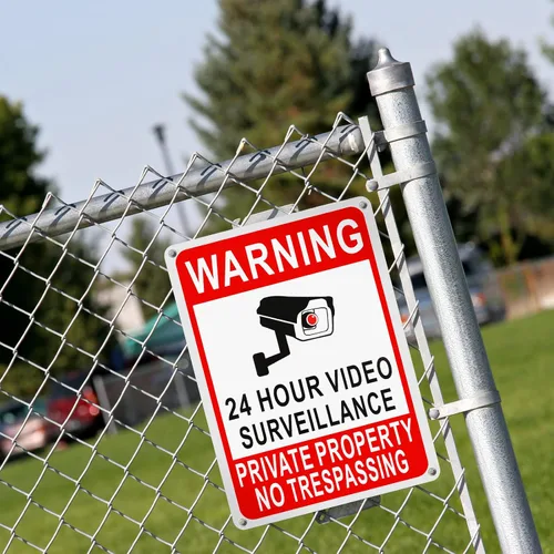 Miniatura 5 de Kenning Paquete de 8 carteles de propiedad privada No Trespassing para videovigilancia 24 horas, 10 x 7 pulgadas, reflectante, de aluminio, placa