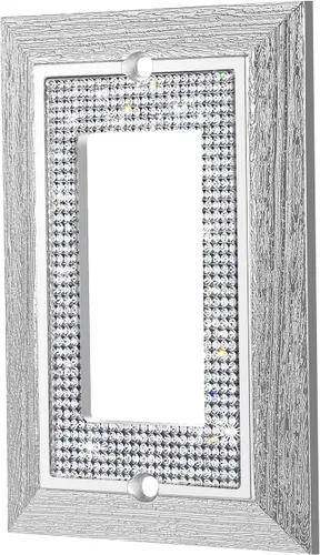 Miniatura 6 de 1 pieza de cubierta de placa de pared con diamantes de imitación brillantes plateados, cubierta decorativa para interruptor de luz con brillos