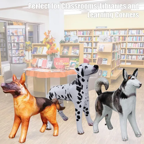 Miniatura 6 de Jet Creations Paquete de 3 inflables para perros – Husky, dálmata y pastor alemán (30 pulgadas de alto) – Decoración de Halloween y otoño