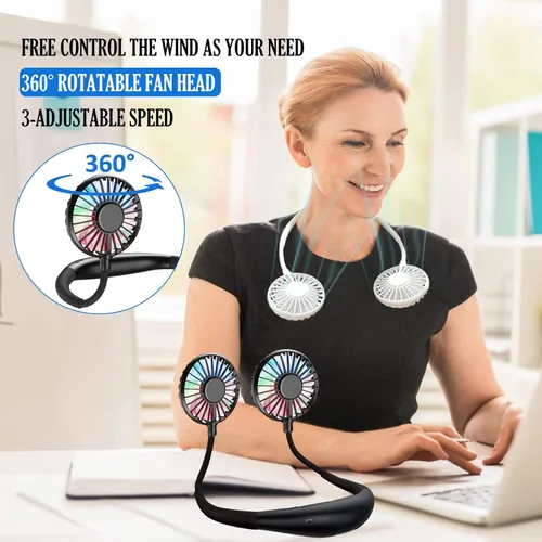 Miniatura 2 de YALTOON Ventilador de cuello – Ventilador manos libres con batería de 2600 mAh, ventilador portátil para colgar alrededor del cuello para pesca
