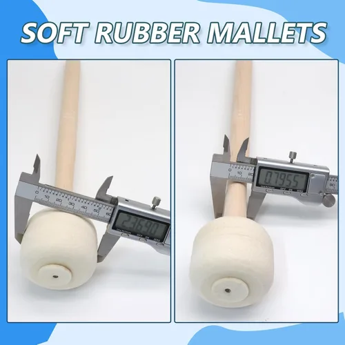Miniatura 4 de Luomorgo 1 par de mazos de bombo de marcha, palitos de percusión de tambor de fieltro de lana con mango de madera, palos de percusión de timbales