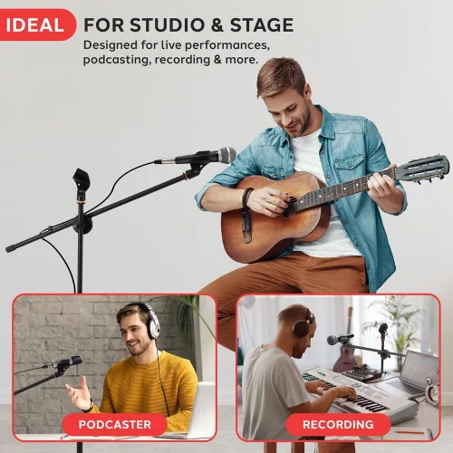 Miniatura 5 de Pyle Soporte de Micrófono Trípode Ajustable Universal - Par de Soportes Profesionales Compactos y Extensibles para Micrófono Boom de Estudio
