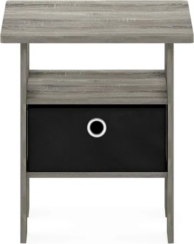 Miniatura 7 de Furinno Turn-N-Tube No Tools - Soporte de TV con centro de entretenimiento de 3 niveles, roble francés gris/negro y Andrey, mesa auxiliar, mesita