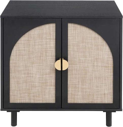 Miniatura 2 de ZeHuoGe Aparador de buffet con ratán, aparador de almacenamiento de cocina con puertas decoradas de ratán, bufé de café con licor, comedor, pasillo