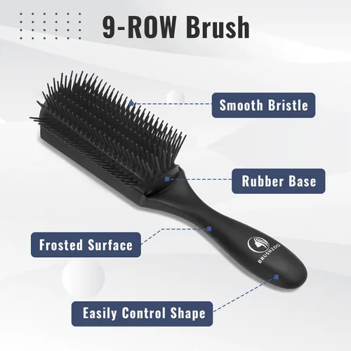 Miniatura 3 de BRUSHZOO - Juego de cepillos para el cabello para mujeres, hombres y niños, cepillos desenredantes para cabello rizado y natural 3/4abc, peine