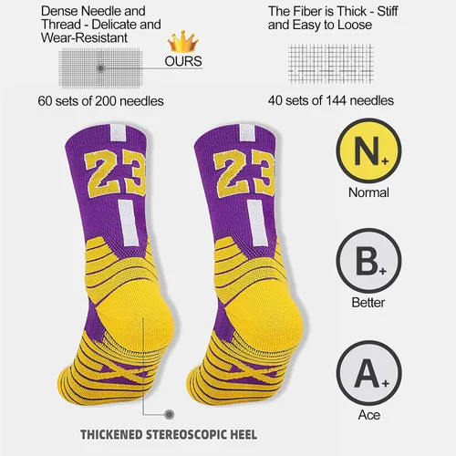 Miniatura 7 de 2 pares de calcetines de baloncesto para hombres y niños, equipo de baloncesto con número de la suerte, calcetines de estrella para niños y adultos