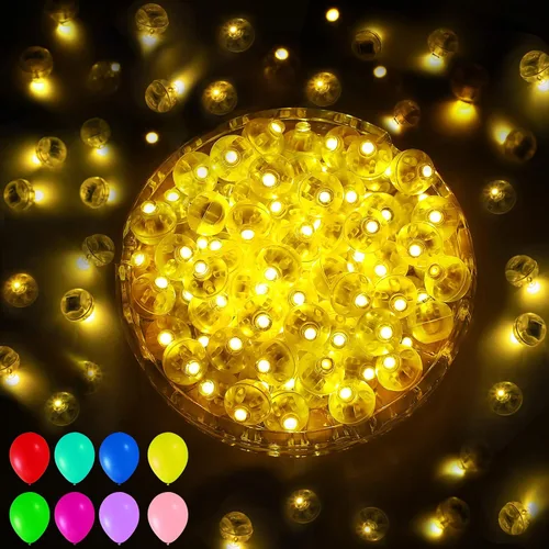 Miniatura 10 de Aogist 50 Piezas Luces para Globos Azules con Aro para Colgar, Mini Lámpara de Bola Redonda Pequeña Luz LED para Linternas de Papel y Vidrio