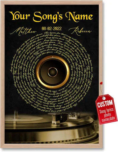 Miniatura 33 de H-DEWALL Póster personalizado de letras de canciones, regalos de cumpleaños para esposo para dormitorio, discos de vinilo, fotos, regalos para él
