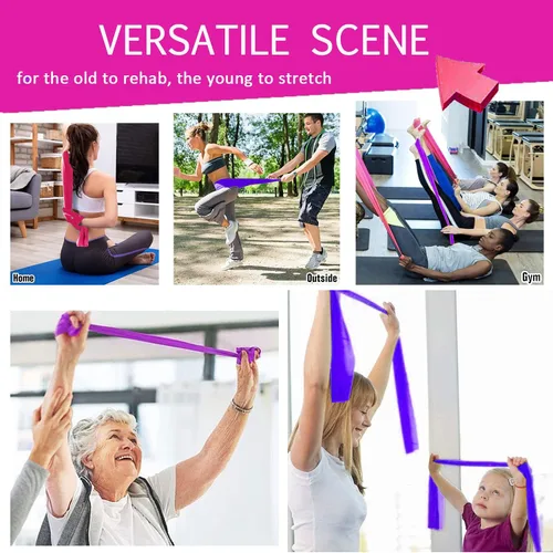 Miniatura 5 de Juego de bandas de resistencia planas para terapia, sin látex, bandas elásticas planas para ejercicio, flexibilidad, pilates, yoga, ballet