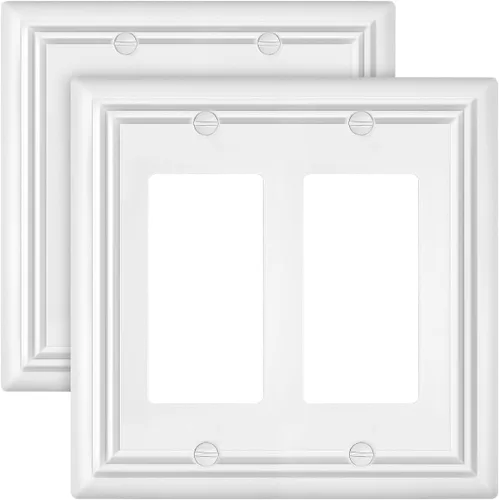 Miniatura 25 de Cubiertas de Enchufe Decorador Doble, Placas de Pared de Bronce Envejecido para Interruptor de Regulador, Enchufe GFCI y Receptáculo, Placas
