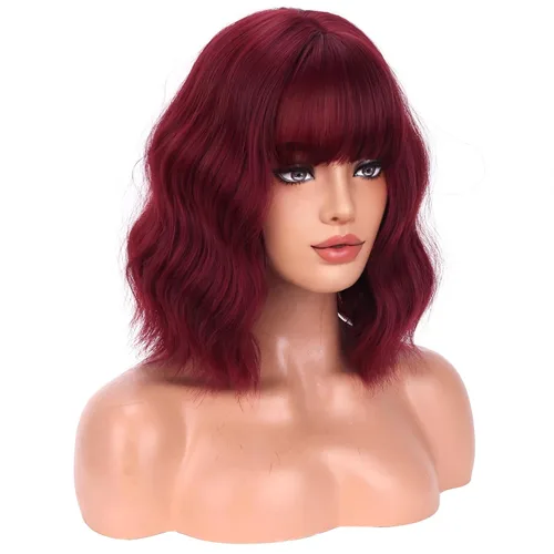 Miniatura 15 de BERON Pelucas cortas verdes para mujer, peluca rizada ondulada con flequillo para niñas, pelucas de cabello de color verde aguacate, peluca