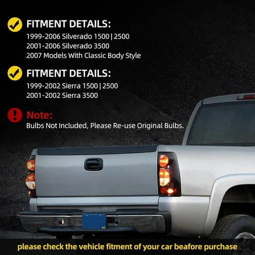 Miniatura 6 de DWVO Luces traseras compatibles con Chevy Silverado 1500 2500 1999-2006, GMC Sierra 1500 1999-2002 y GMC Sierra 2500 2001-2002, lentes traseras, OE