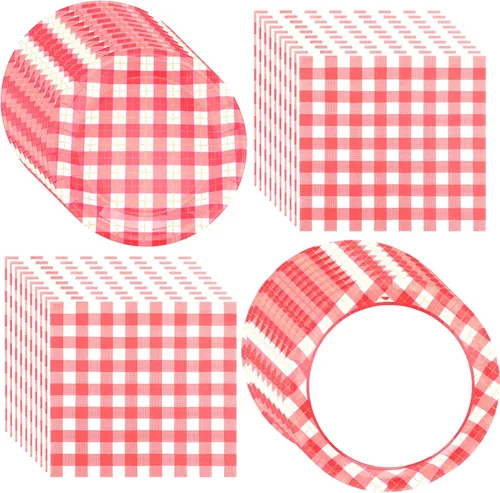 Miniatura 8 de 400 piezas de suministros de fiesta de fresa, 100 platos de 9 pulgadas, 100 platos de 7 pulgadas, 200 servilletas de papel desechables, platos